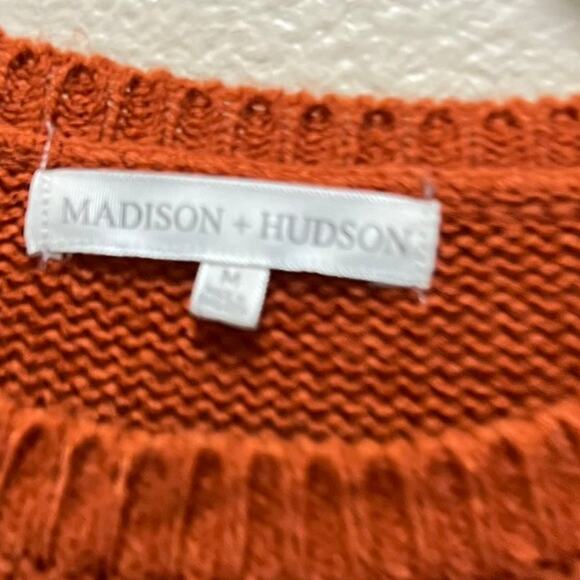 Madison + Hudson Sweater Long Sleeve Pullover Orange Crew Neck Button Accent M - Picture 6 of 8
